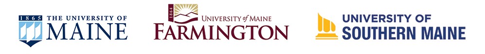University of Maine, University of Maine Farmington, and University of Southern Maine logos
