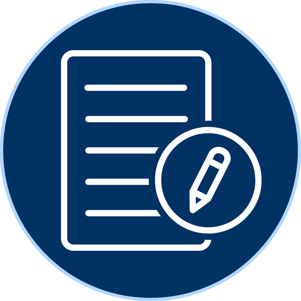 A graphic of paper with a pencil.