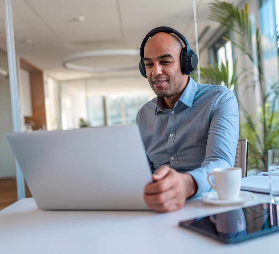 A student working on a laptop