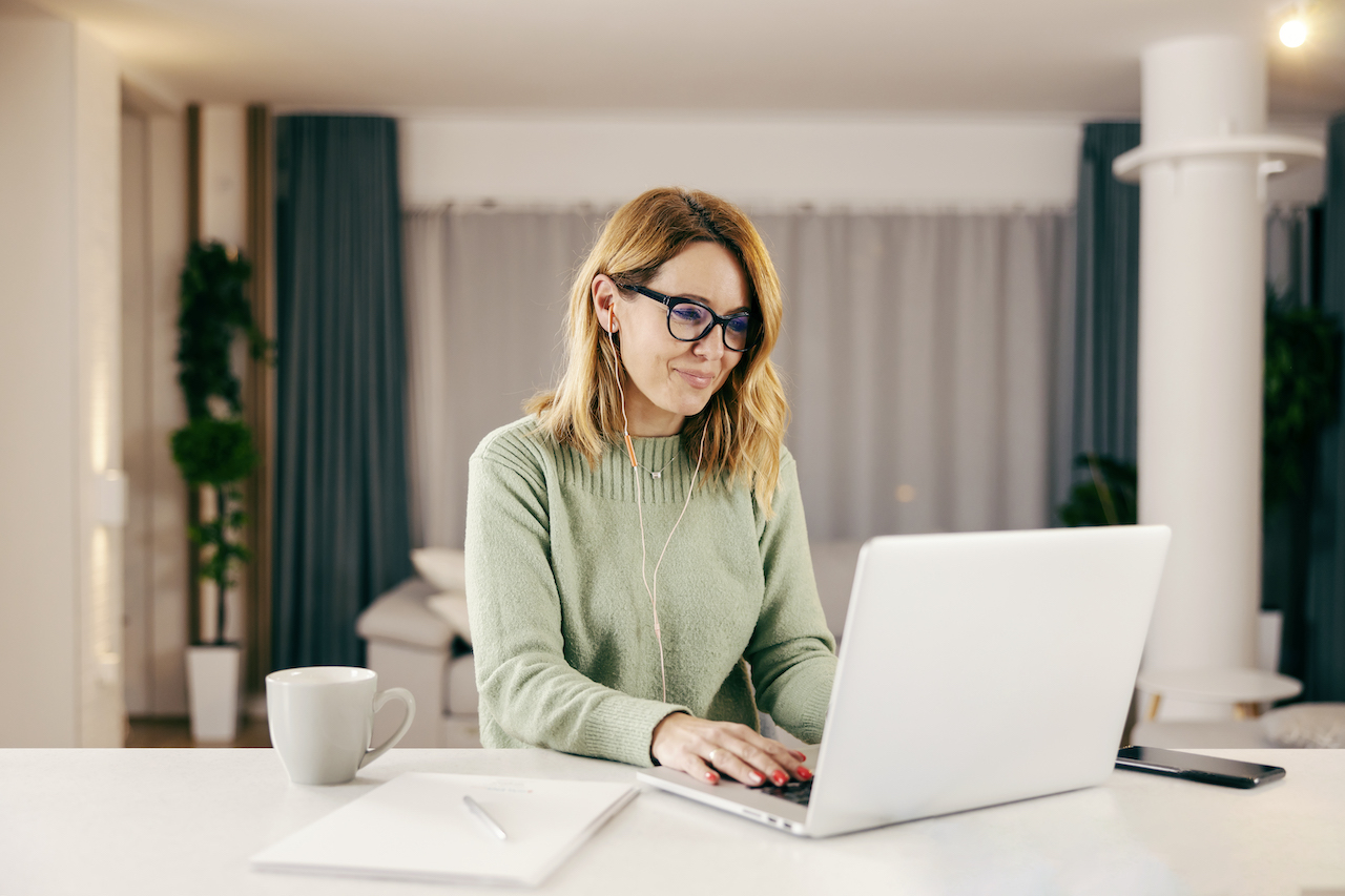 A student working on a laptop